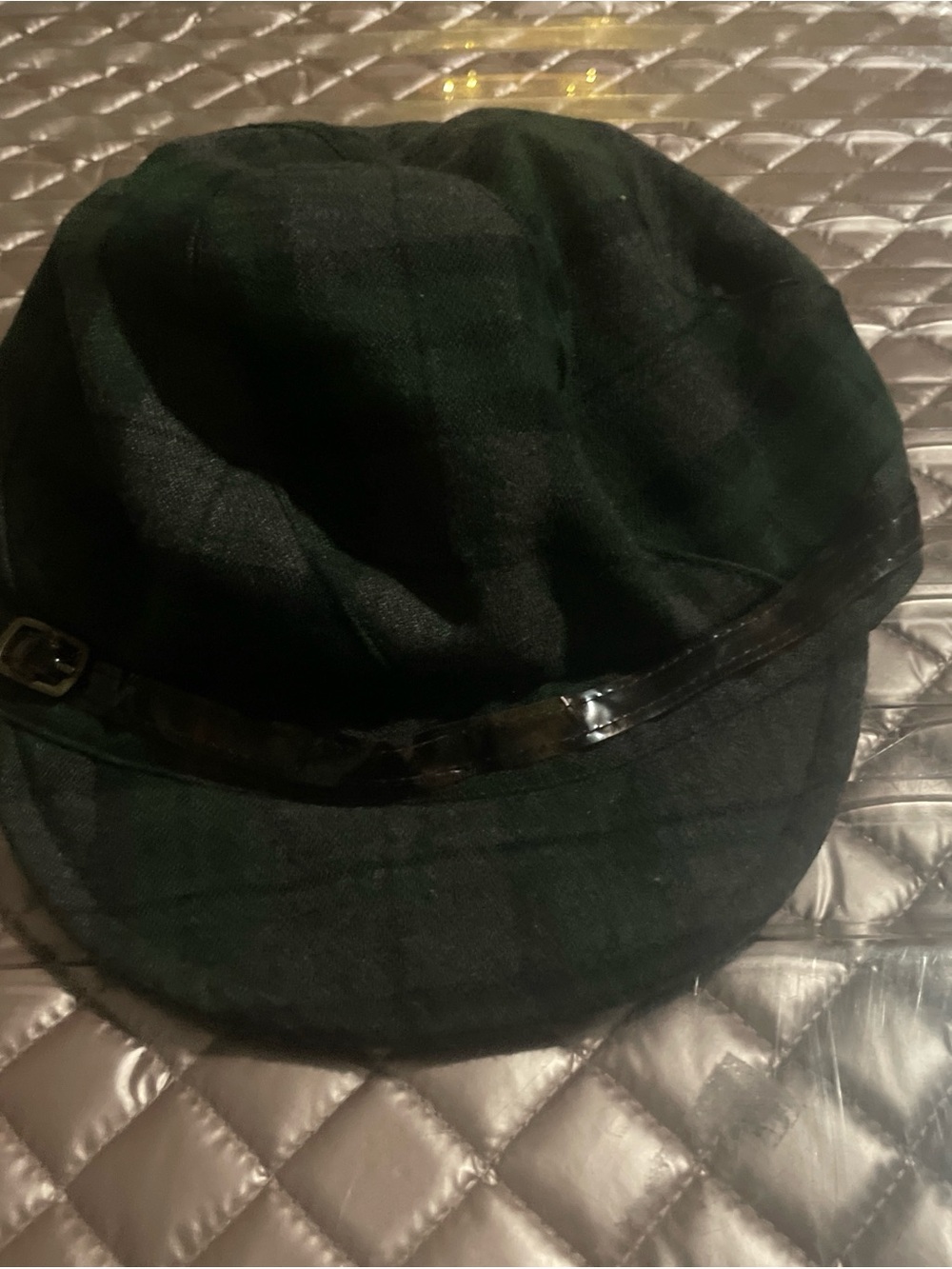 Dark Green Plaid Baker Boy Cap